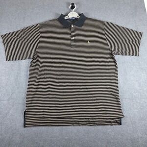 Polo Golf Ralph Lauren Shirt Mens XL Blue Tan Striped Pima Cotton Excellent